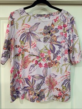 Chico's Lilac Floral Print Short-Sleeve Tee